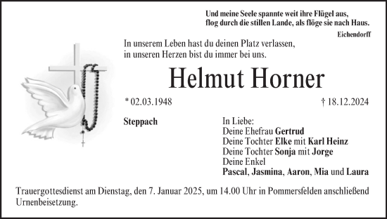 Anzeige von Helmut Horner von MGO