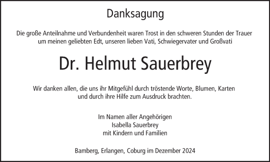 Anzeige von Helmut Sauerbrey von MGO