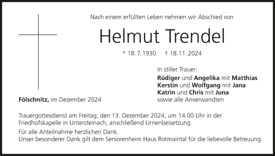 Anzeige von Helmut Trendel von MGO
