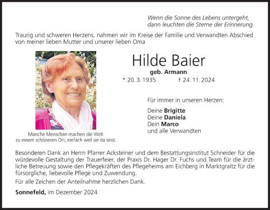 Anzeige von Hilde Baier von MGO