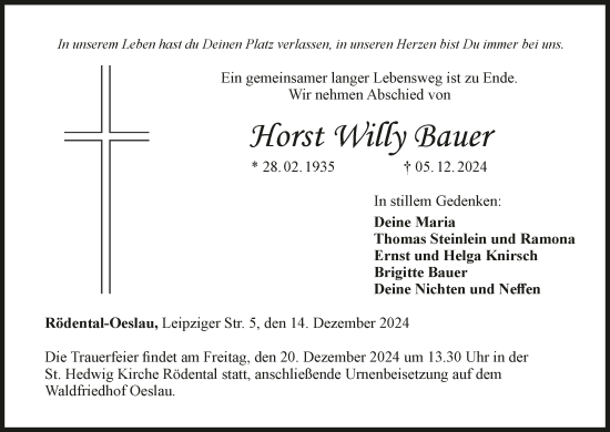Anzeige von Horst Willy Bauer von MGO