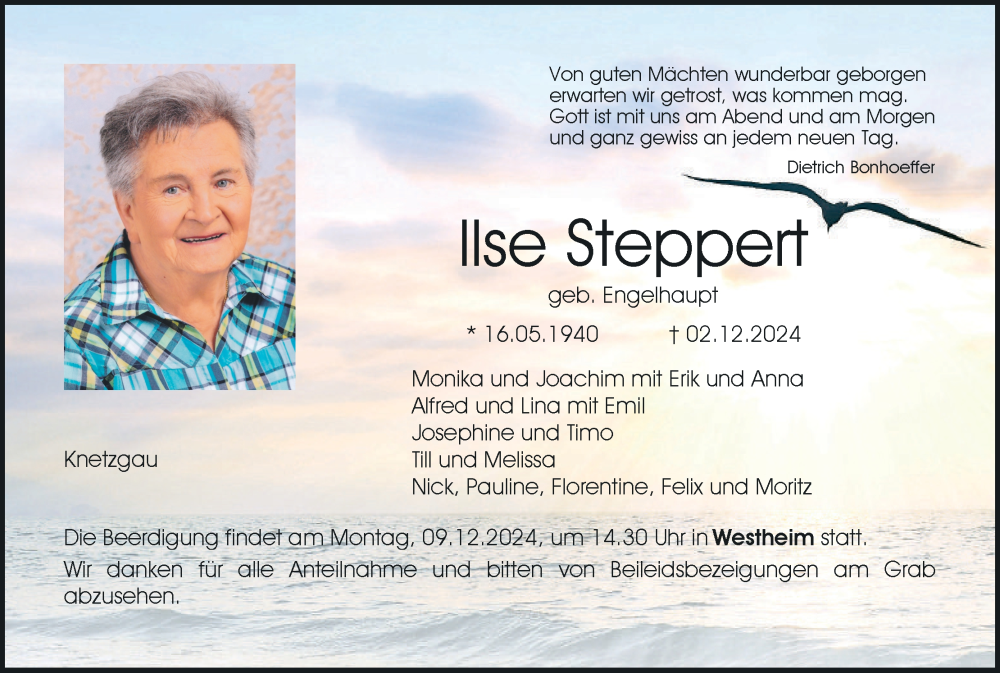  Traueranzeige für Ilse Steppert vom 06.12.2024 aus MGO