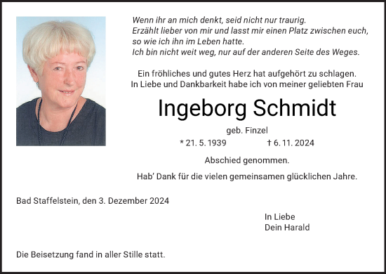 Anzeige von Ingeborg Schmidt von MGO