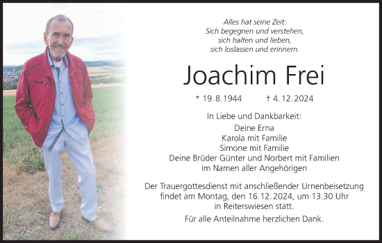 Anzeige von Joachim Frei von MGO