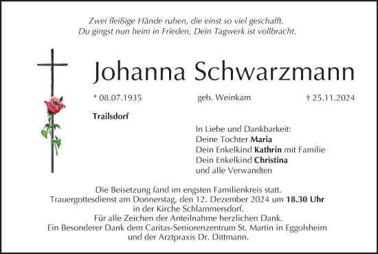 Anzeige von Johanna Schwarzmann von MGO