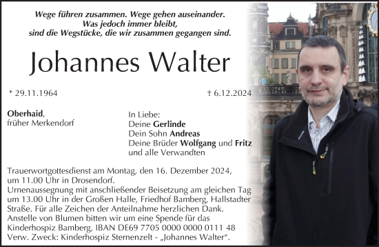 Anzeige von Johannes Walter von MGO