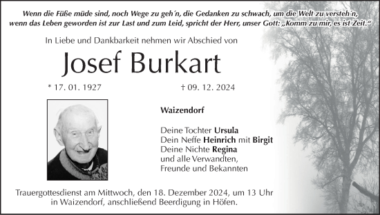 Anzeige von Josef Burkart von MGO