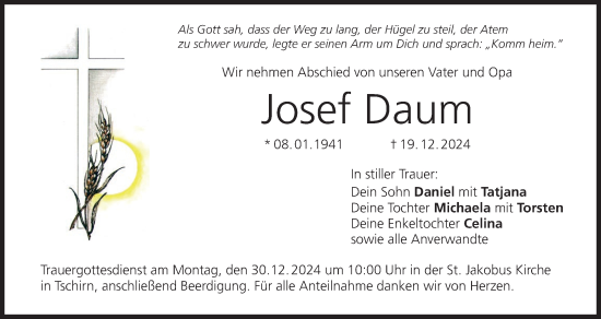 Anzeige von Josef Daum von MGO