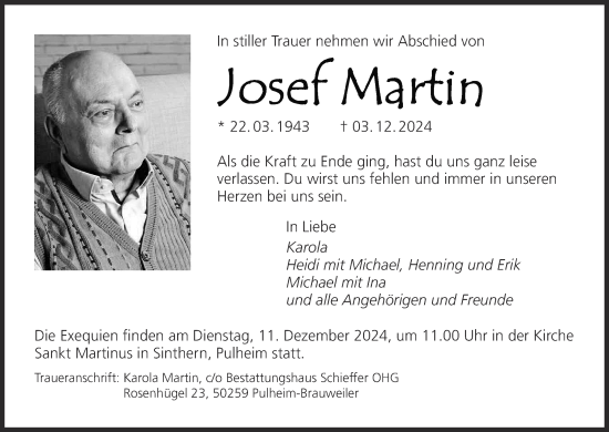 Anzeige von Josef Martin von MGO