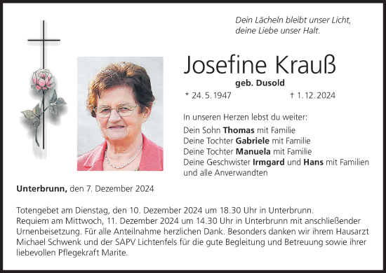 Anzeige von Josefine Krauß von MGO