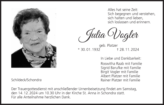 Anzeige von Julia Vogler von MGO