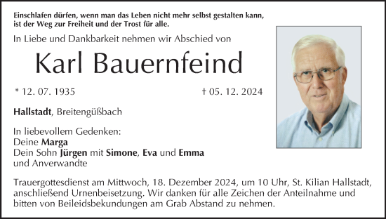 Anzeige von Karl Bauernfeind von MGO