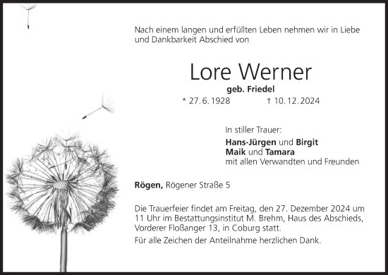 Anzeige von Lore Werner von MGO