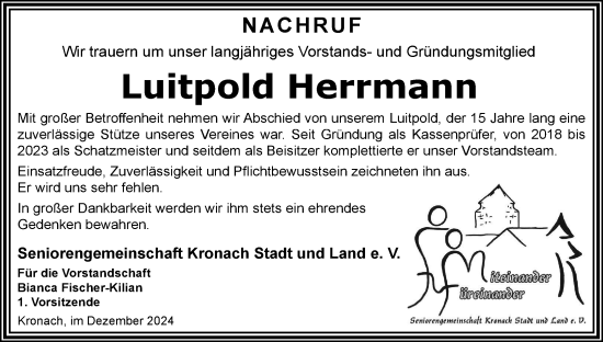 Anzeige von Luitpold Herrmann von MGO