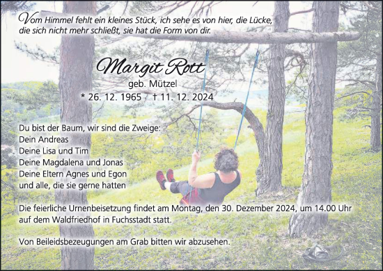 Anzeige von Margit Rott von MGO