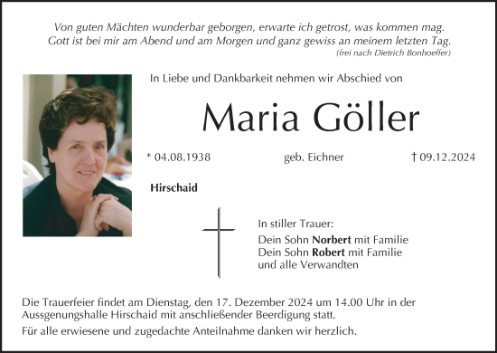 Anzeige von Maria Göller von MGO