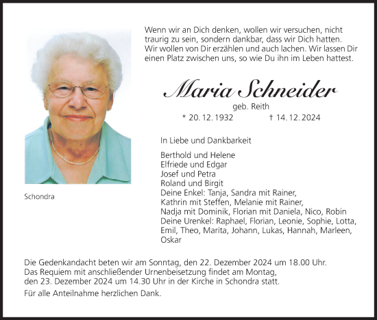 Anzeige von Maria Schneider von MGO