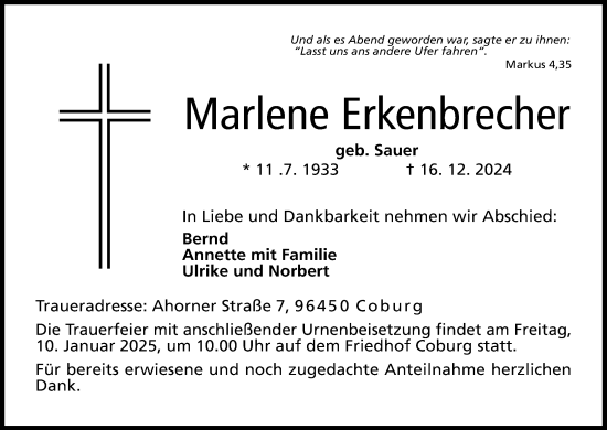 Anzeige von Marlene Erkenbrecher von MGO