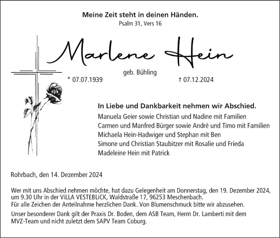 Anzeige von Marlene Hein von MGO