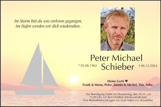 Anzeige von Peter Michael Schieber von MGO