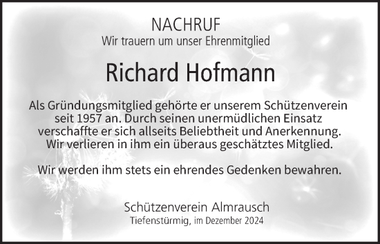 Anzeige von Richard Hofmann von MGO
