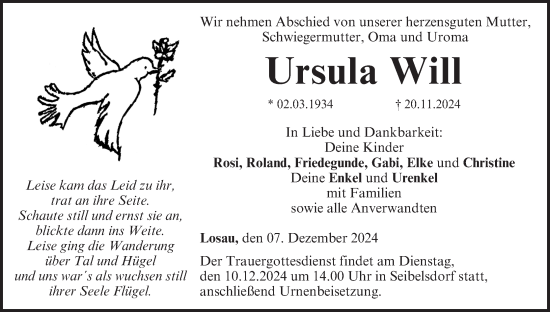 Anzeige von Ursula Will von MGO