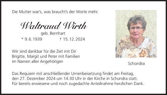 Anzeige von Waltraud Wirth von MGO