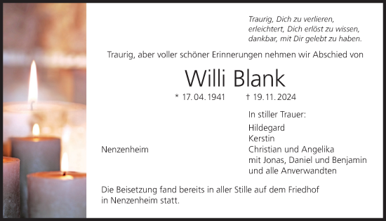 Anzeige von Willi Blank von MGO