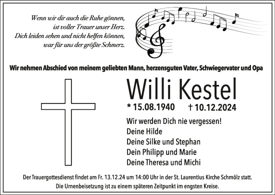 Anzeige von Willi Kestel von MGO