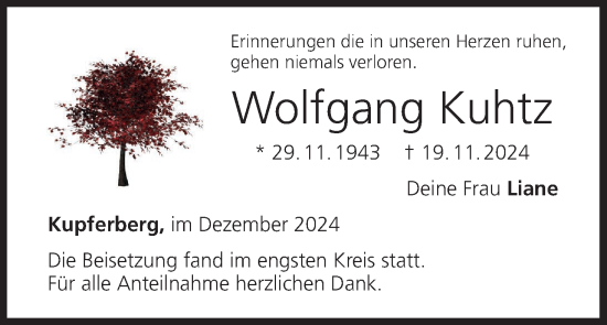 Anzeige von Wolfgang Kuhtz von MGO