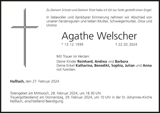 Anzeige von Agathe Welscher von MGO