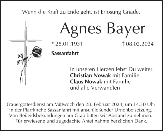 Anzeige von Agnes Bayer von MGO