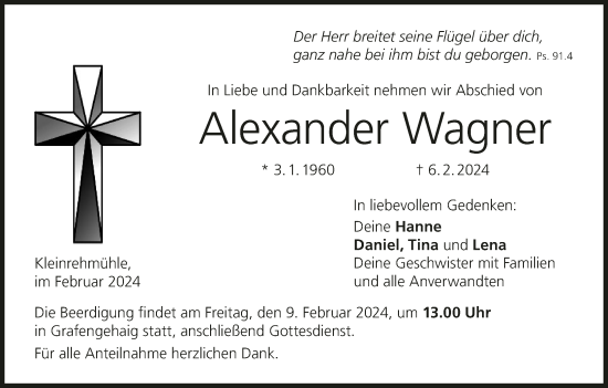 Anzeige von Alexander Wagner von MGO