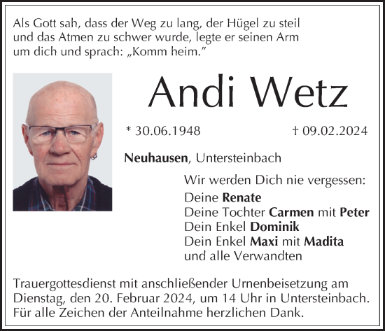 Anzeige von Andi Wetz von MGO