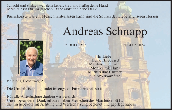 Anzeige von Andreas Schnapp von MGO