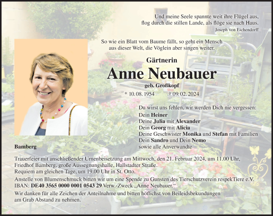 Anzeige von Anne Neubauer von MGO
