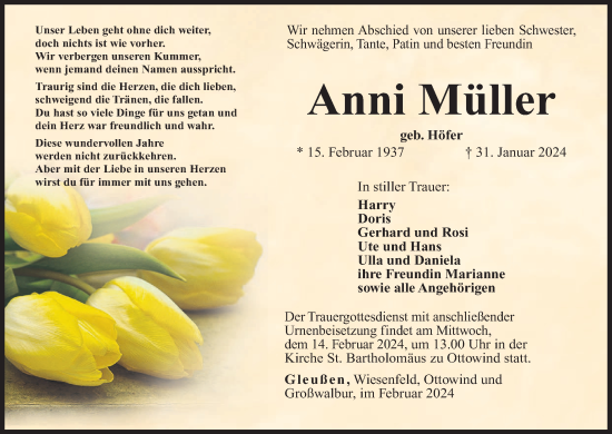 Anzeige von Anni Müller von MGO