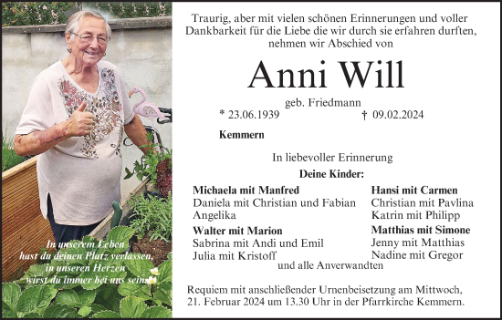 Anzeige von Anni Will von MGO