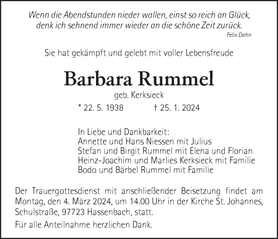 Anzeige von Barbara Rummel von MGO