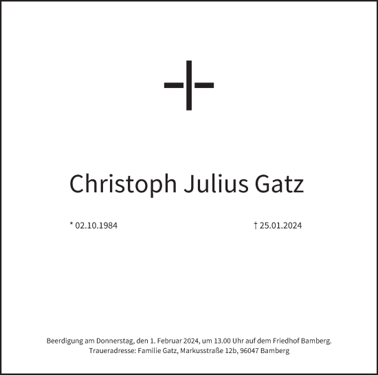 Anzeige von Christoph Julius Gatz von MGO