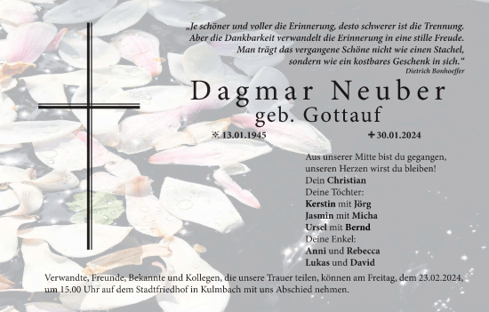 Anzeige von Dagmar Neuber von MGO