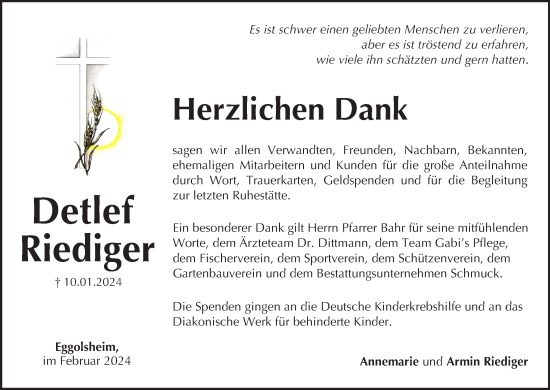 Anzeige von Detlef Riediger von MGO