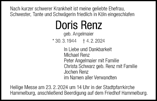 Anzeige von Doris Renz von MGO