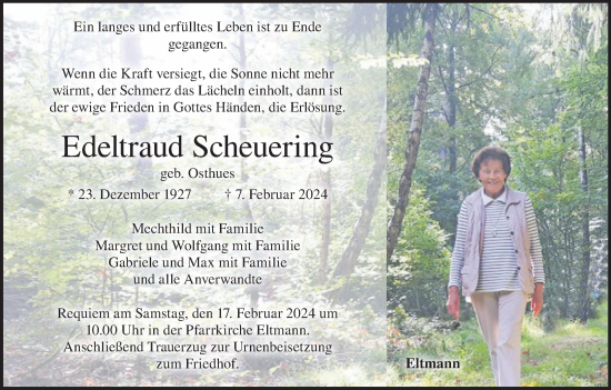 Anzeige von Edeltraud Scheuering von MGO
