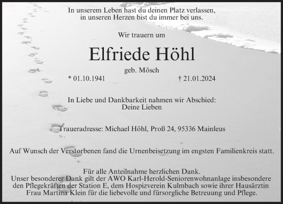 Anzeige von Elfriede Höhl von MGO