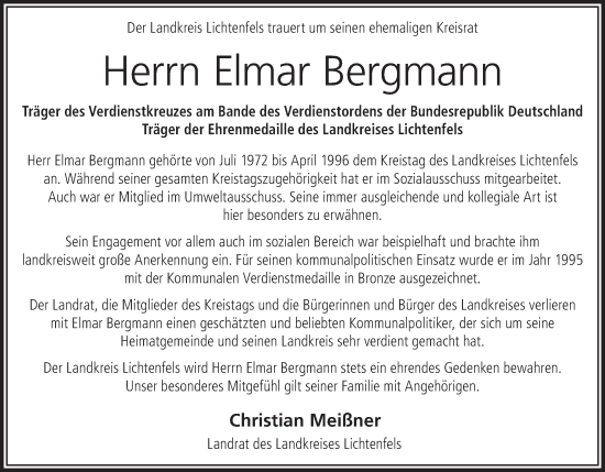 Anzeige von Elmar Bergmann von MGO