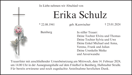Anzeige von Erika Schulz von MGO
