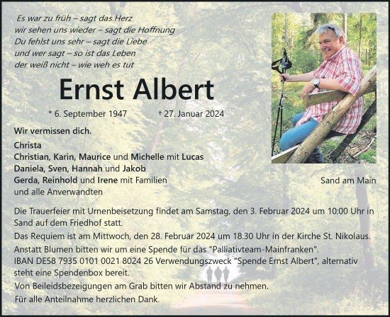 Anzeige von Ernst Albert von MGO
