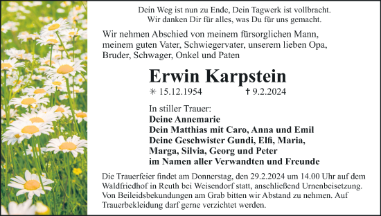 Anzeige von Erwin Karpstein von MGO