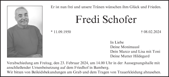 Anzeige von Fredi Schofer von MGO
